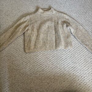 Cropped Garage tan knitted sweater, size small